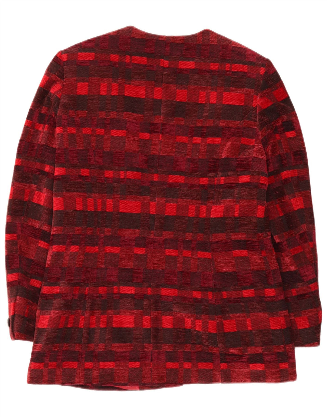 DEVERNOIS PARIS Giacca blazer a 5 bottoni da donna UK 12 Rosso medio geometrico