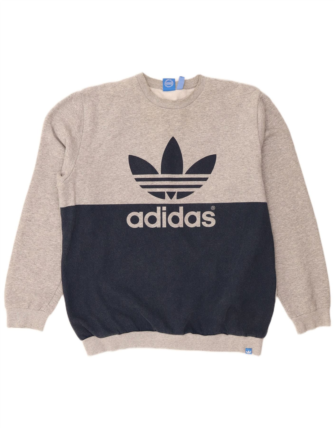 Felpa grafica da uomo Adidas Jumper XL in cotone color block grigio