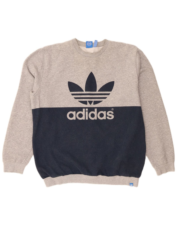Felpa grafica da uomo Adidas Jumper XL in cotone color block grigio