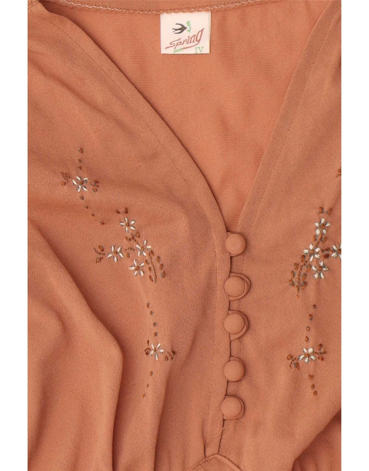 Abito lungo da donna vintage UK 12 Marrone medio