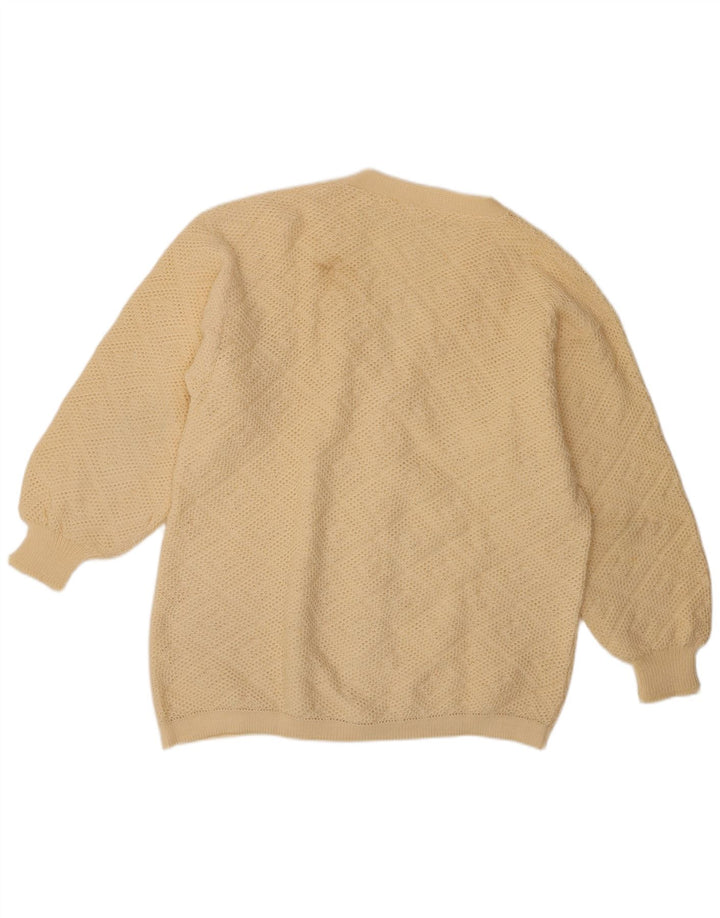 Maglione cardigan da donna vintage UK 20 2XL Beige