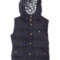 JACK WILLS Gilet imbottito con cappuccio da donna UK 8 Small Poliestere blu navy