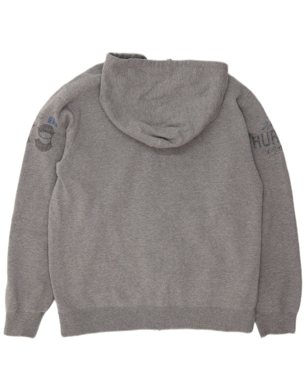 Felpa con cappuccio e zip grafica Hurley da uomo in poliestere chiazzato grigio medio