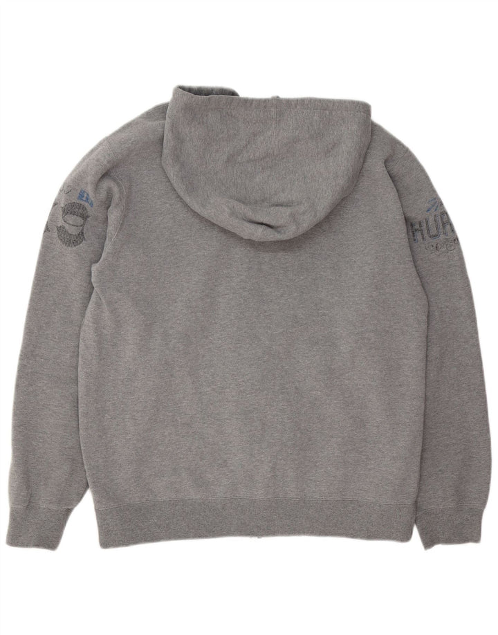Felpa con cappuccio e zip grafica Hurley da uomo in poliestere chiazzato grigio medio