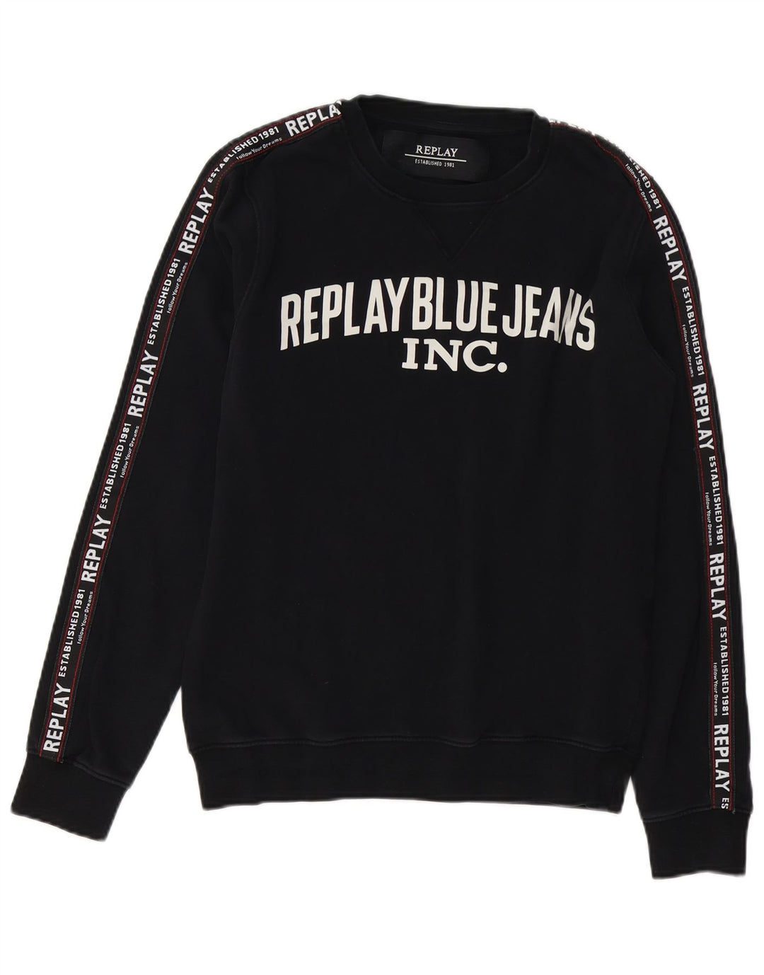 REPLAY Felpa grafica da uomo Maglione medio cotone nero