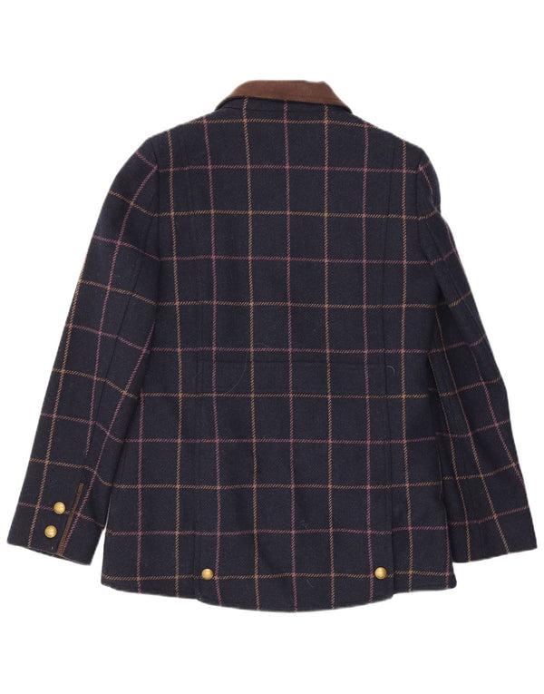 Giubbotto bomber da donna Joules UK 12 medio in lana a quadri blu navy