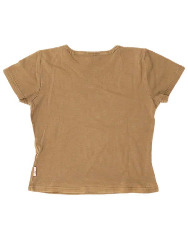 KANGAROOS T-shirt grafica corta da donna Top UK 8 Small Cotone Beige
