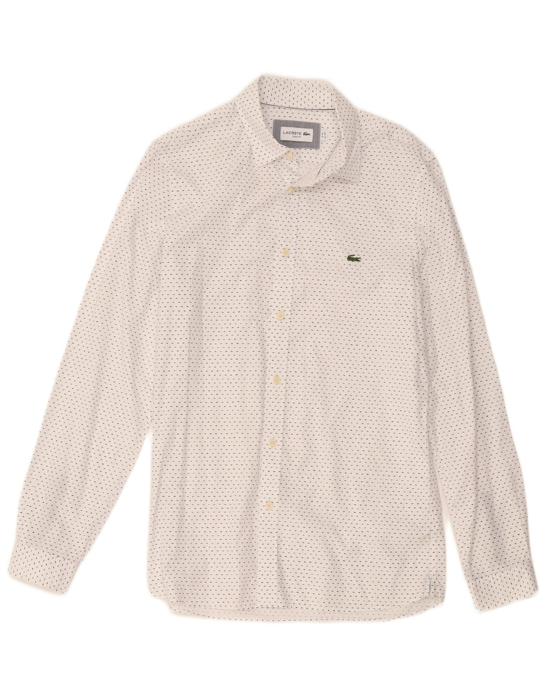 Camicia da uomo slim fit Lacoste taglia 39 cotone maculato bianco medio