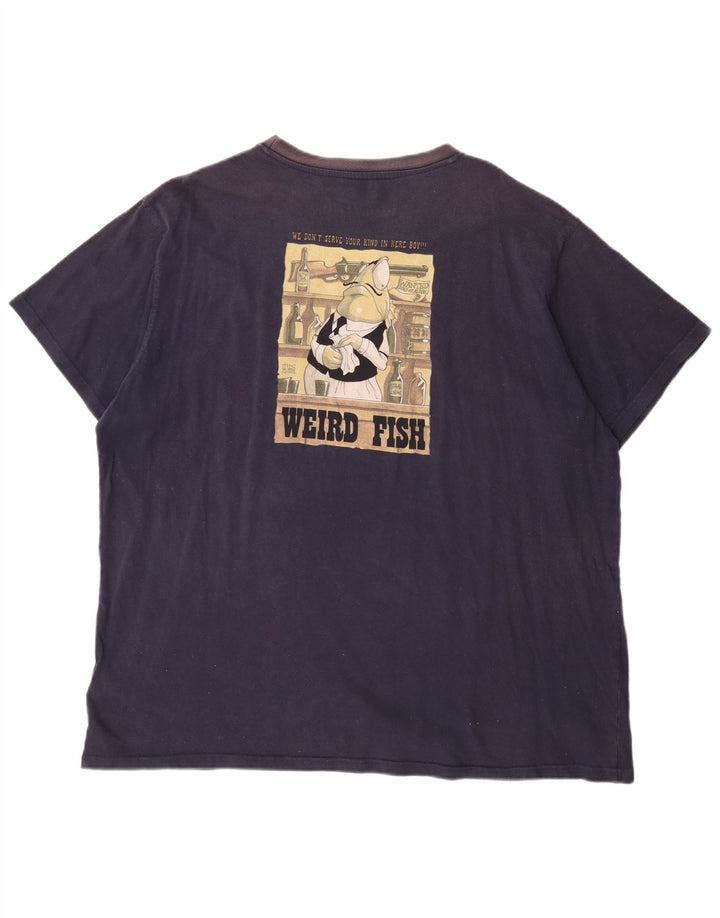 WEIRD FISH T-shirt grafica da uomo Top 3XL cotone blu navy