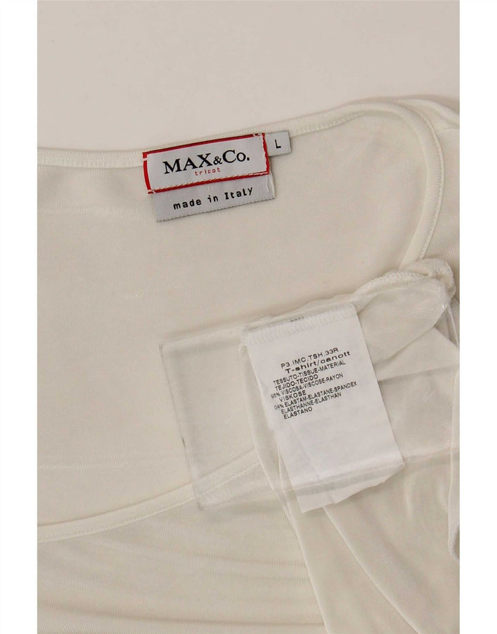 Max & Co. Camicetta asimmetrica da donna Top UK 14 Large Viscosa bianca