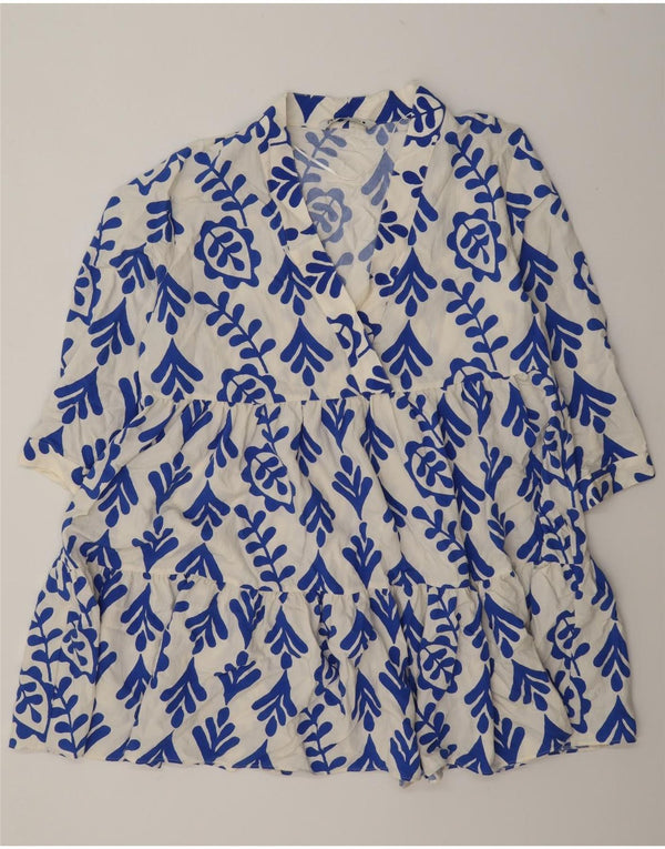 Abito a strati a maniche lunghe da donna Zara UK 18 XL viscosa floreale bianca