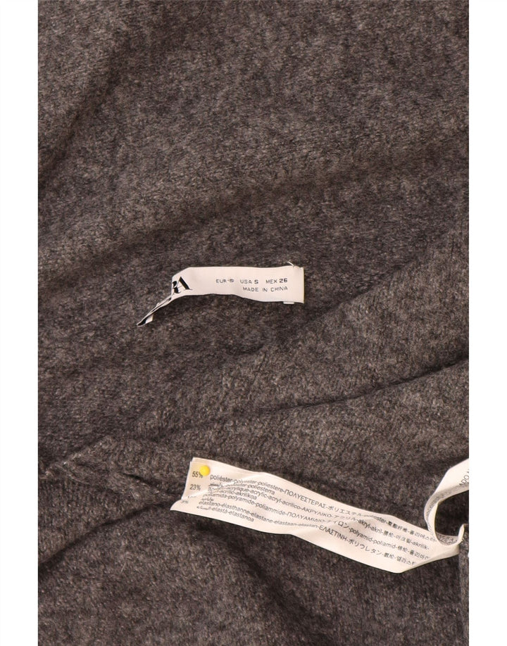 Maglione Zara da donna oversize con collo a scialle UK 10 piccolo poliestere grigio