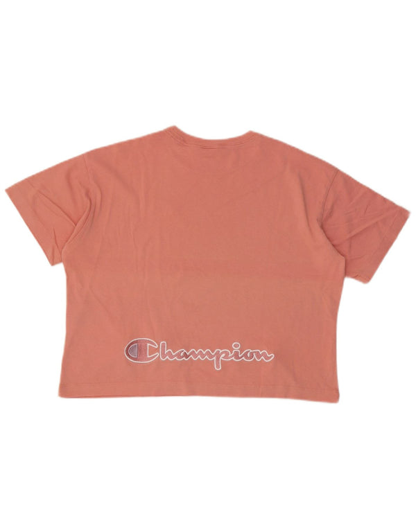 T-shirt grafica oversize corta da donna Champion Top UK 10 Small in cotone rosa
