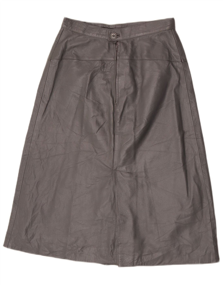 Gonna in pelle a vita alta da donna vintage IT 44 media W25 grigia
