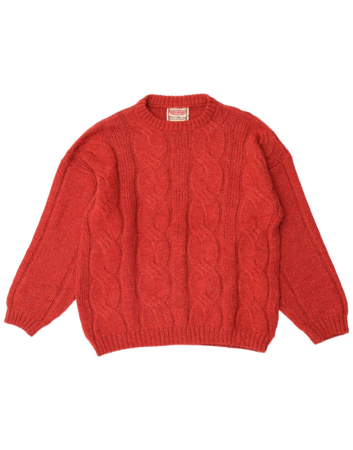 Luidiana Uomo Maglione Girocollo Maglione Grande Acrilico Rosso
