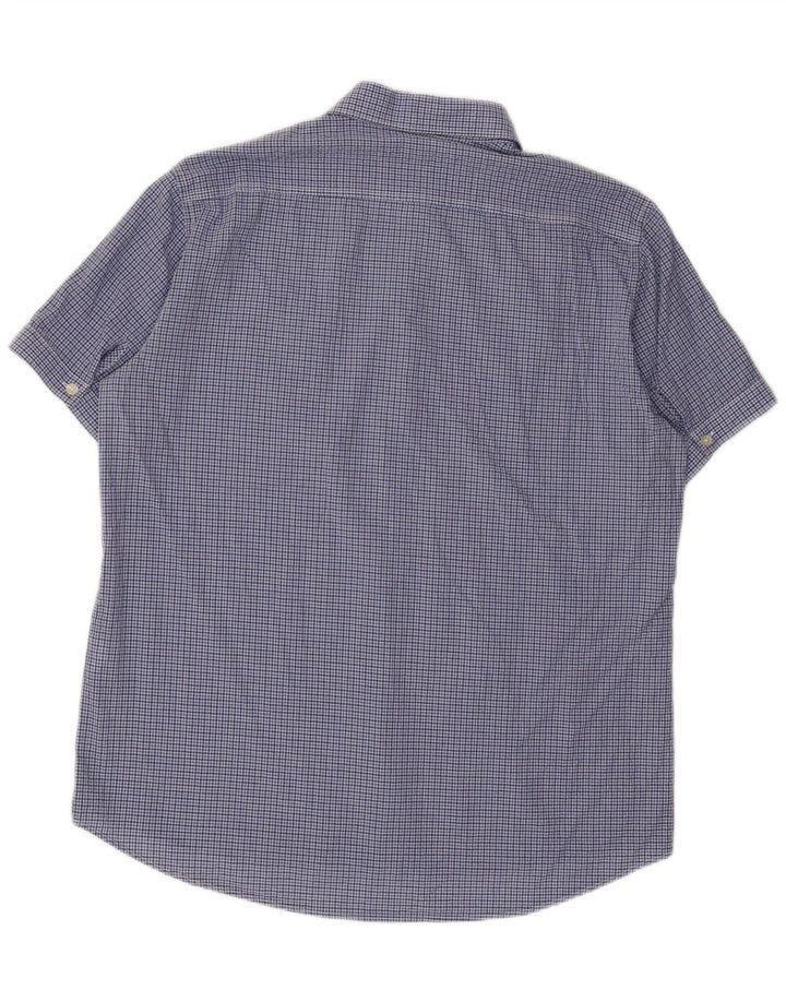 Camicia Carrera da uomo a maniche corte vestibilità regolare XL in cotone a quadretti blu