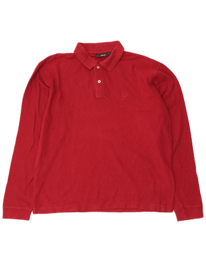 Polo da uomo a maniche lunghe Fila Large rossa