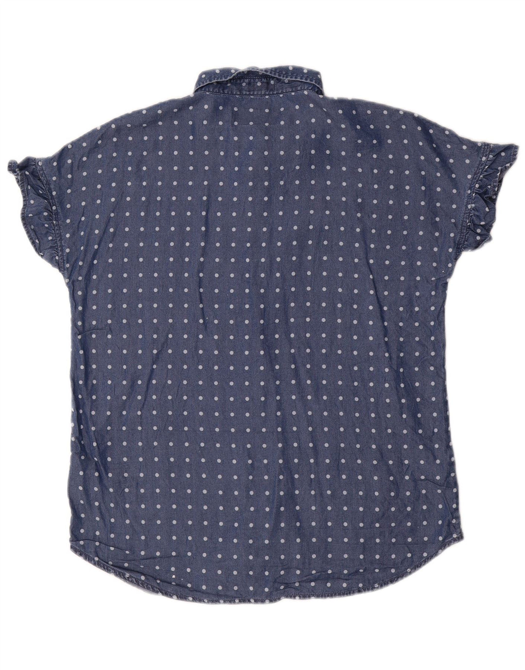Camicetta da donna a maniche corte da donna di Dack UK 14 medio blu navy a pois