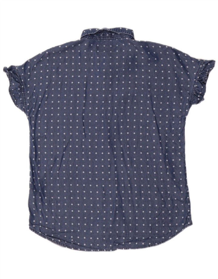 Camicetta da donna a maniche corte da donna di Dack UK 14 medio blu navy a pois