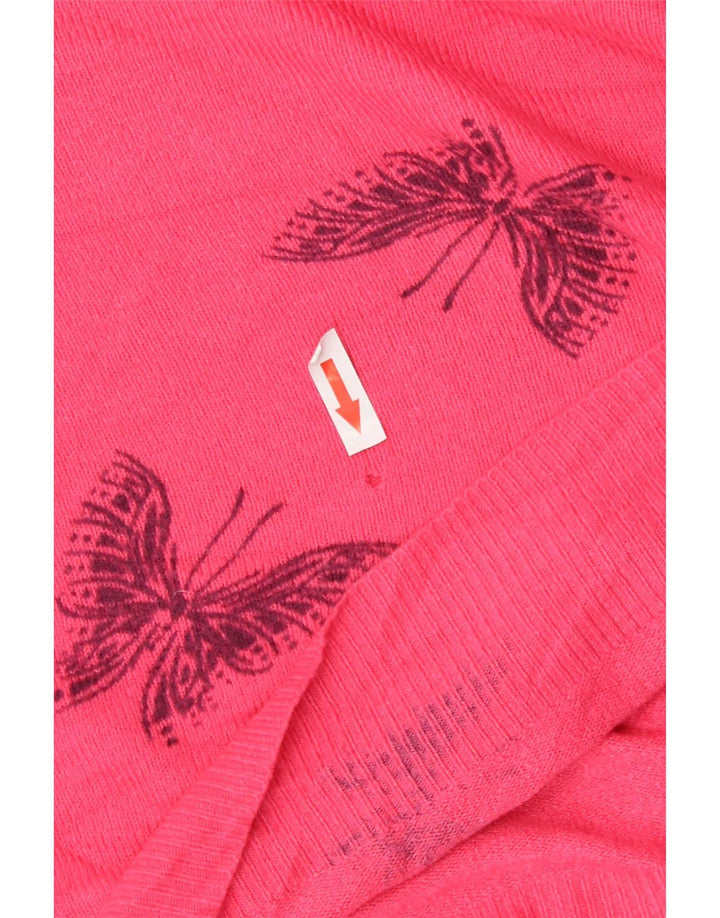 Maglione maglione girocollo da donna Marks & Spencer UK 12 Farfalla rosa medio