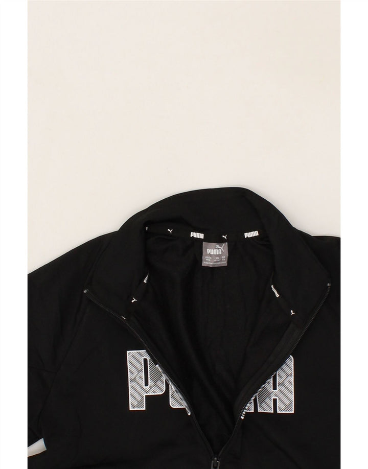 PUMA Boys Graphic Tracksuit Top Jacket 11-12 Years Black Polyester Vintage Puma and Second-Hand Puma from Messina Hembry 