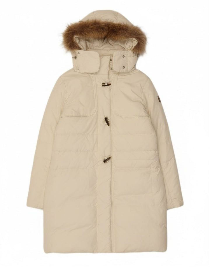 Cappotto imbottito con cappuccio da donna Diadora UK 14 medio poliestere bianco sporco
