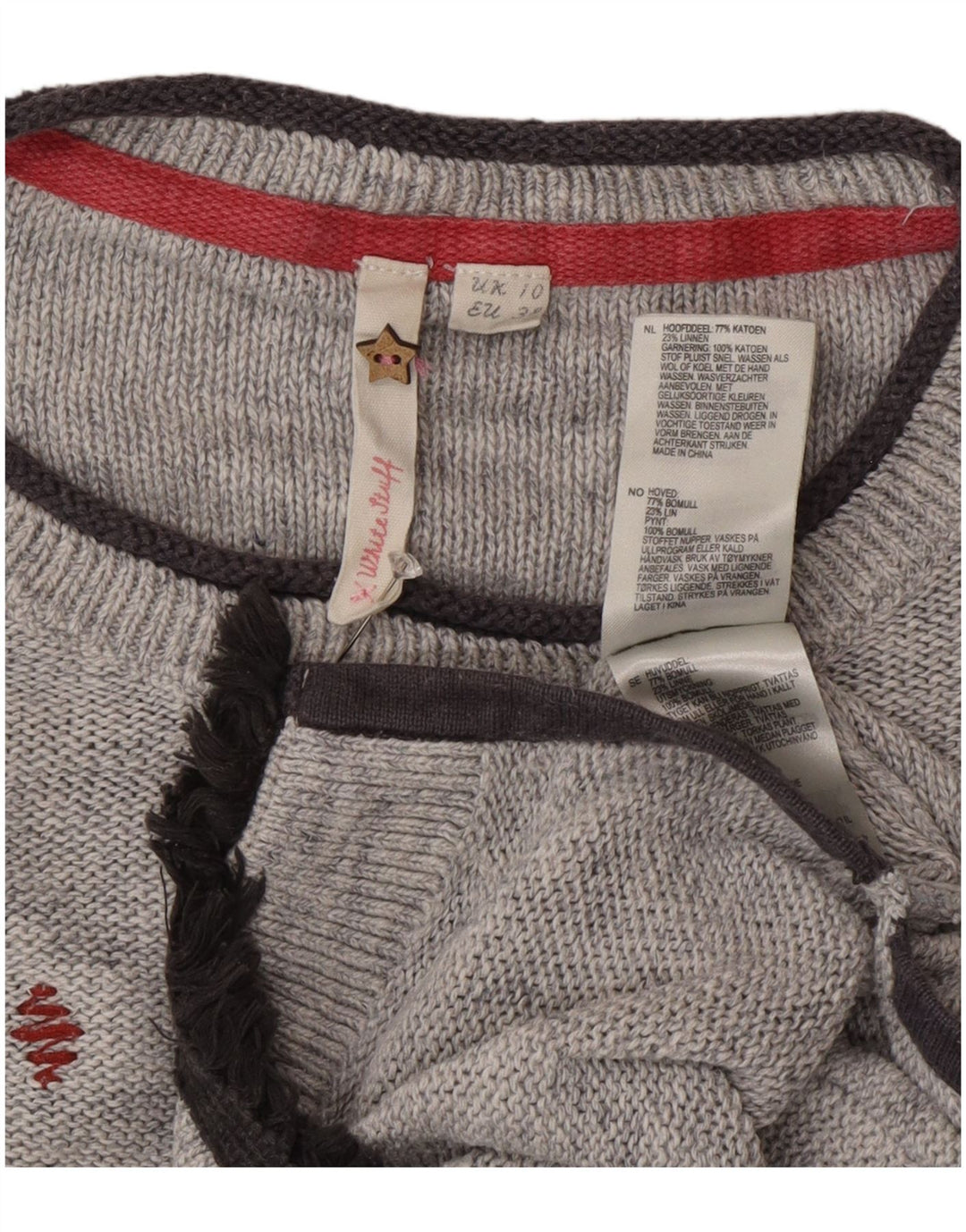 Maglione maglione con scollo a barca lungo da donna di White Stuff UK 10 piccolo grigio