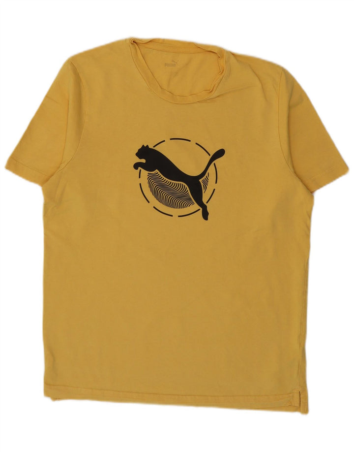 T-shirt grafica da uomo Puma Top grande in cotone giallo