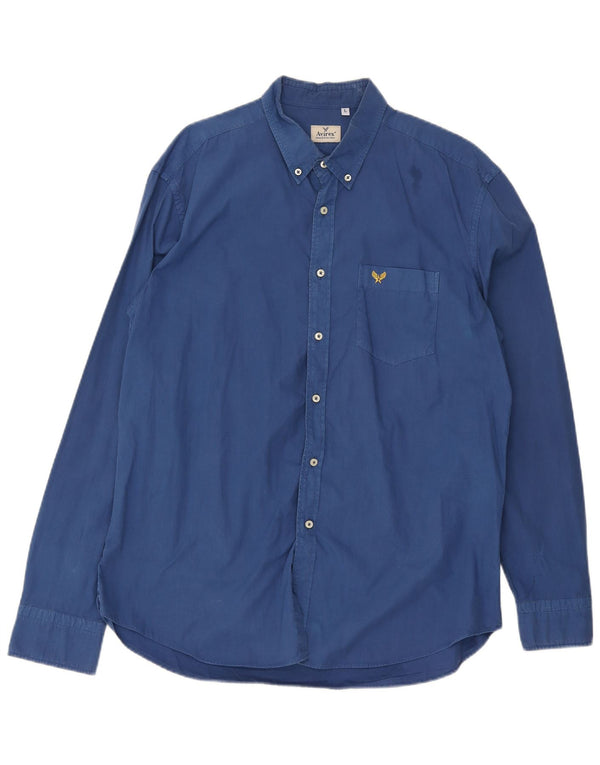 Camicia da uomo Avirex Regular Fit Large in cotone blu