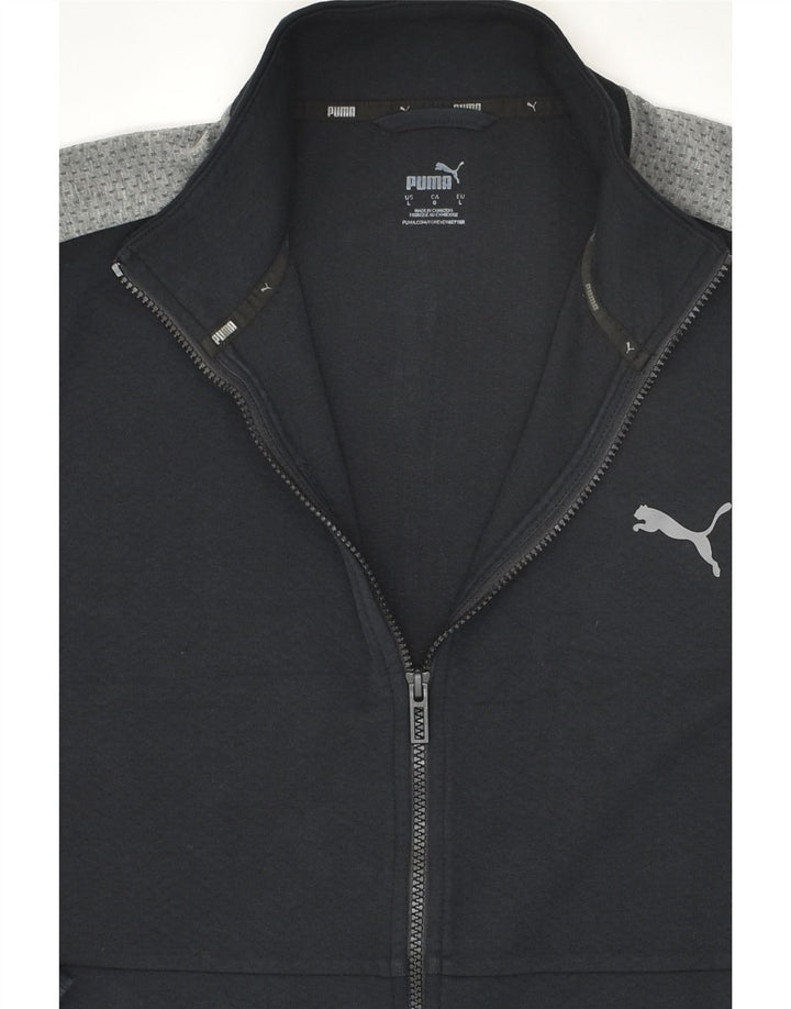 Giacca da ginnastica grafica PUMA da uomo, grande, in cotone color block nero