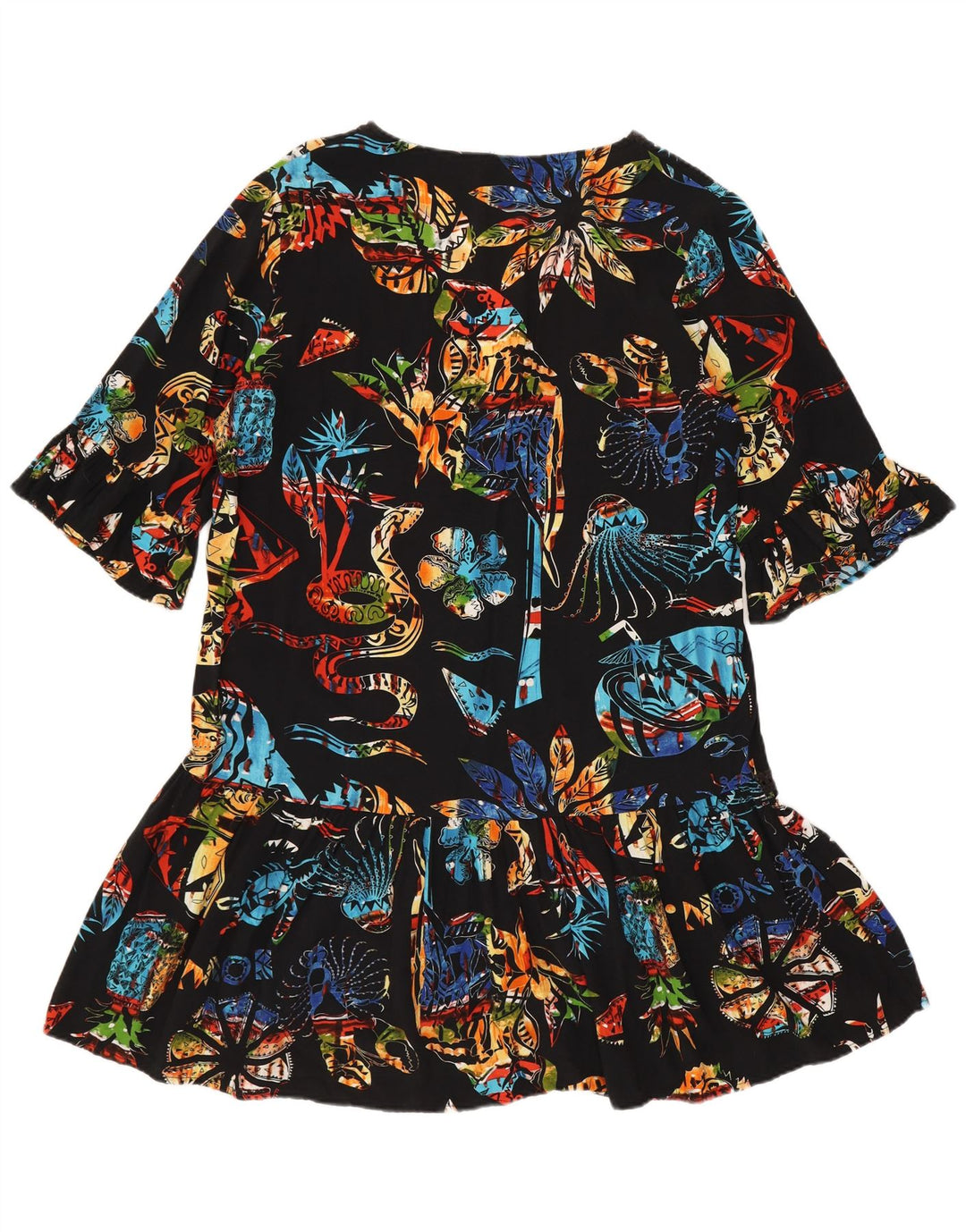 Abito tunica da donna Desigual UK 14 medio nero floreale