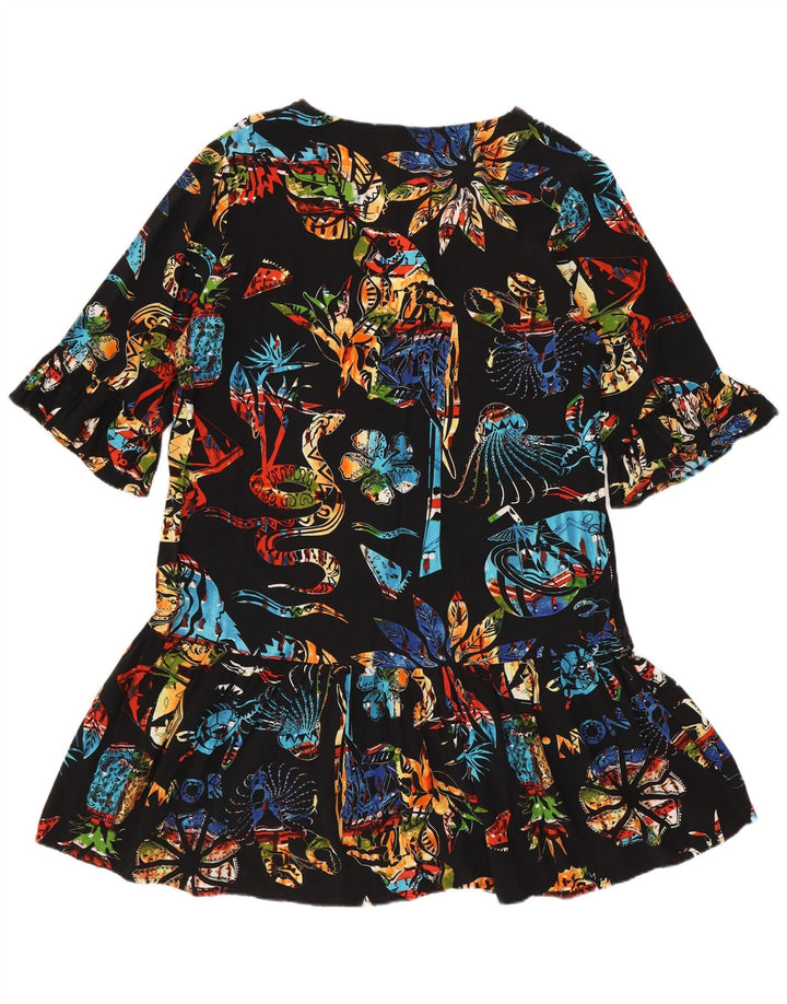 Abito tunica da donna Desigual UK 14 medio nero floreale