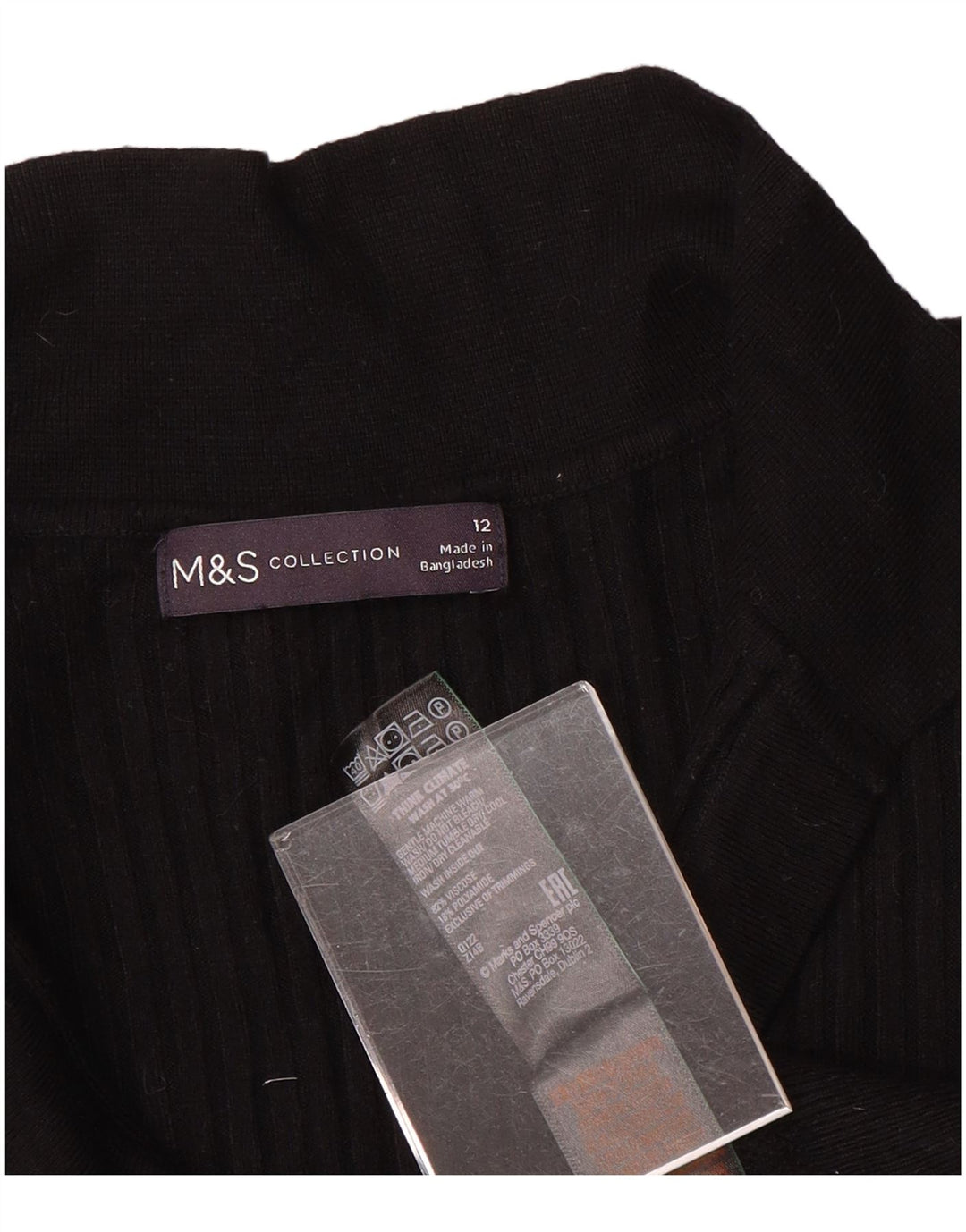 Maglione da donna Marks & Spencer con collo alto UK 12 Viscosa nera media