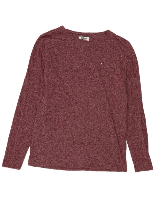 TOMMY HILFIGER Top da uomo a maniche lunghe medio bordeaux screziato