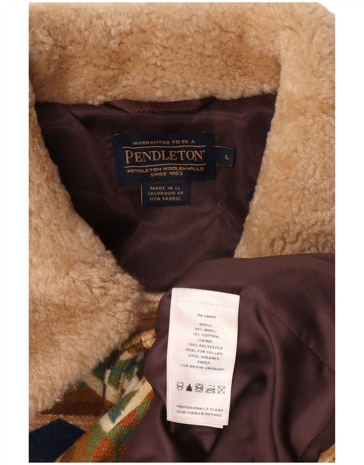 Cappotto da uomo Pendleton UK 40 Grande lana geometrica multicolore azteca