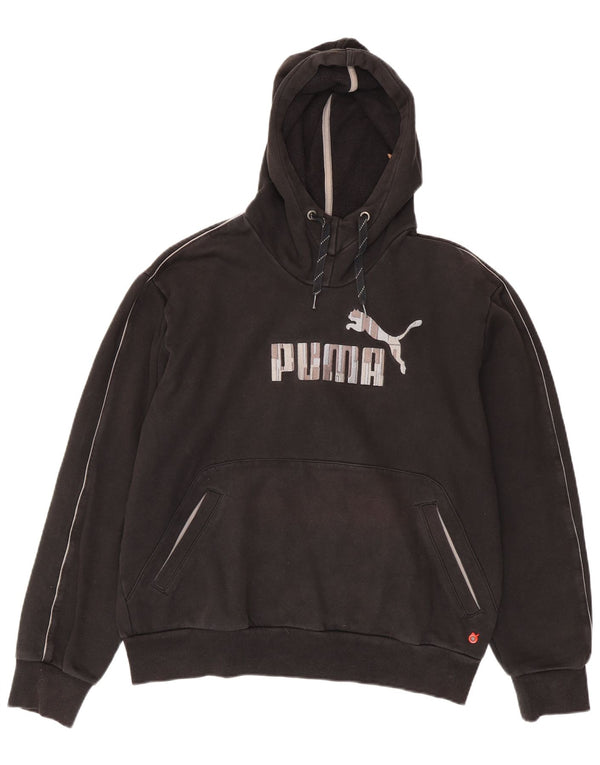 Puma Mens Graphic Hoodie Jumper Large Black Cotton