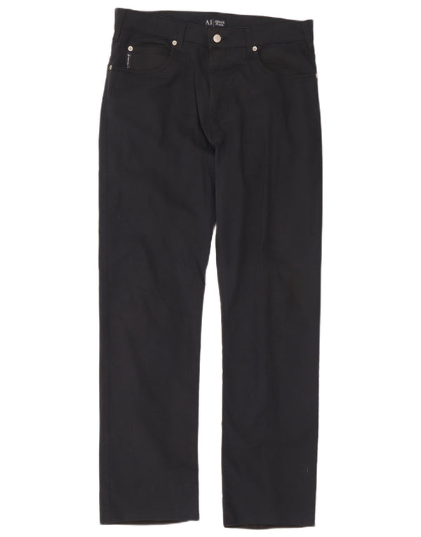 Pantaloni casual dritti da uomo Armani W36 L32 in cotone blu navy