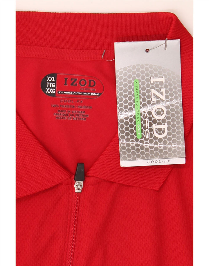 IZOD Mens Polo Shirt 2XL Red Colourblock Polyester Vintage Izod and Second-Hand Izod from Messina Hembry 