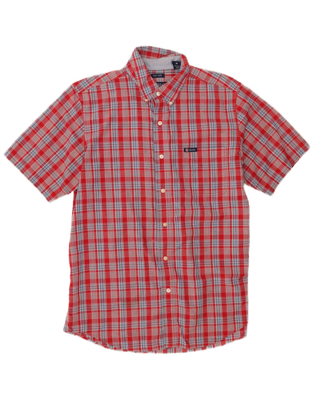 Camicia a maniche corte da uomo Chaps in cotone a quadri rosso medio