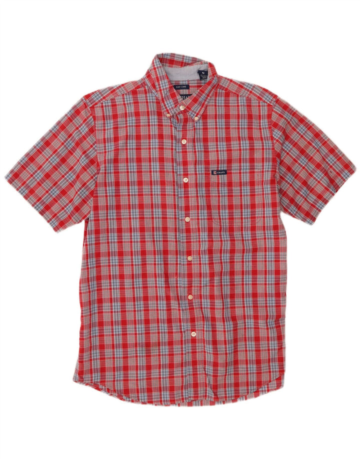 Camicia a maniche corte da uomo Chaps in cotone a quadri rosso medio