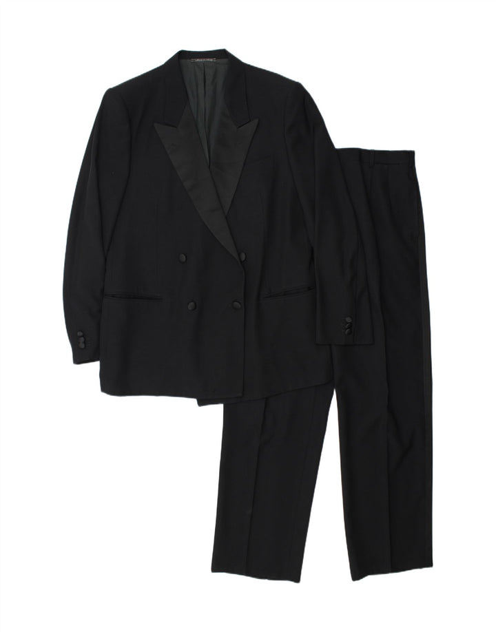 Egon Von Furstenberg Uomo UK 40 Large W32 L32 Lana Vergine Nera