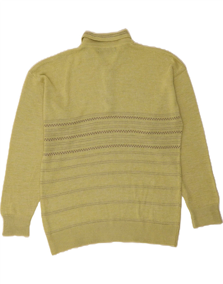 SETTEBELLO Mens Polo Neck Jumper Sweater Medium Green Striped Vintage Settebello and Second-Hand Settebello from Messina Hembry 