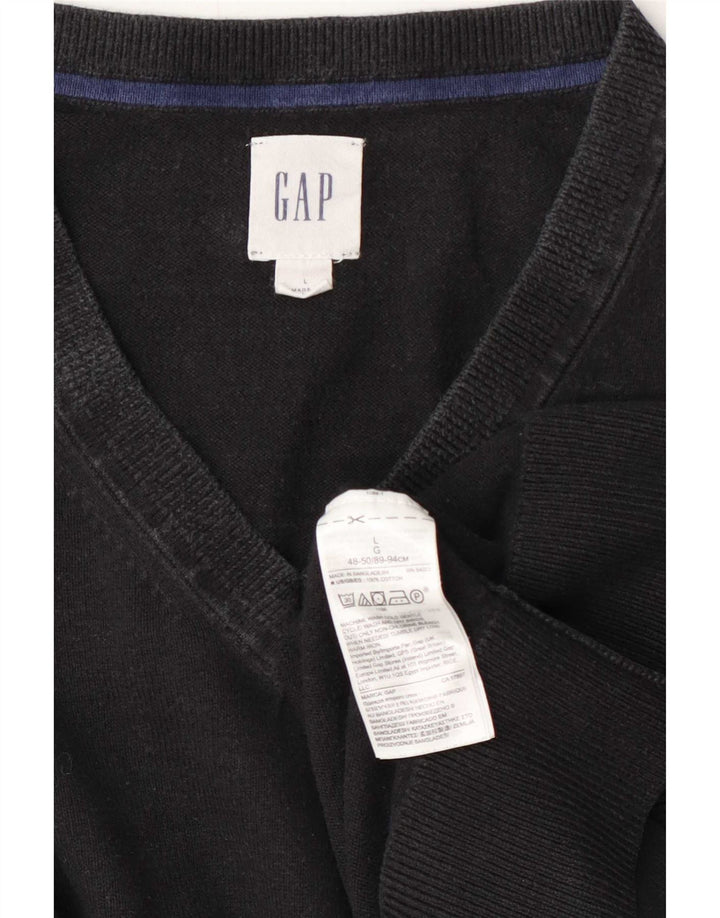 Gap Maglione da uomo con scollo a V grande in cotone nero