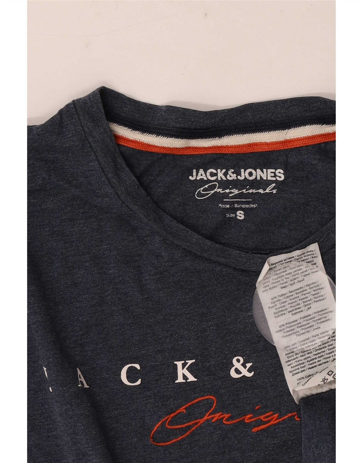 Jack & Jones T-shirt grafica regolare da uomo Top Small Blu navy a blocchi di colore