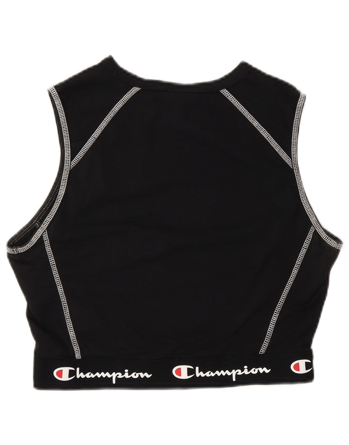 CHAMPION Womens Graphic Sport Bra Top UK 14 Medium Black Cotton