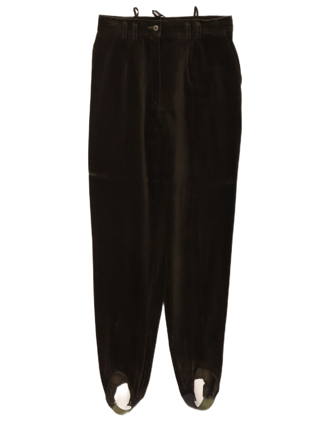 Pantaloni da donna in velluto con staffa VINTAGE EU 40 medio W27 L29 cotone verde