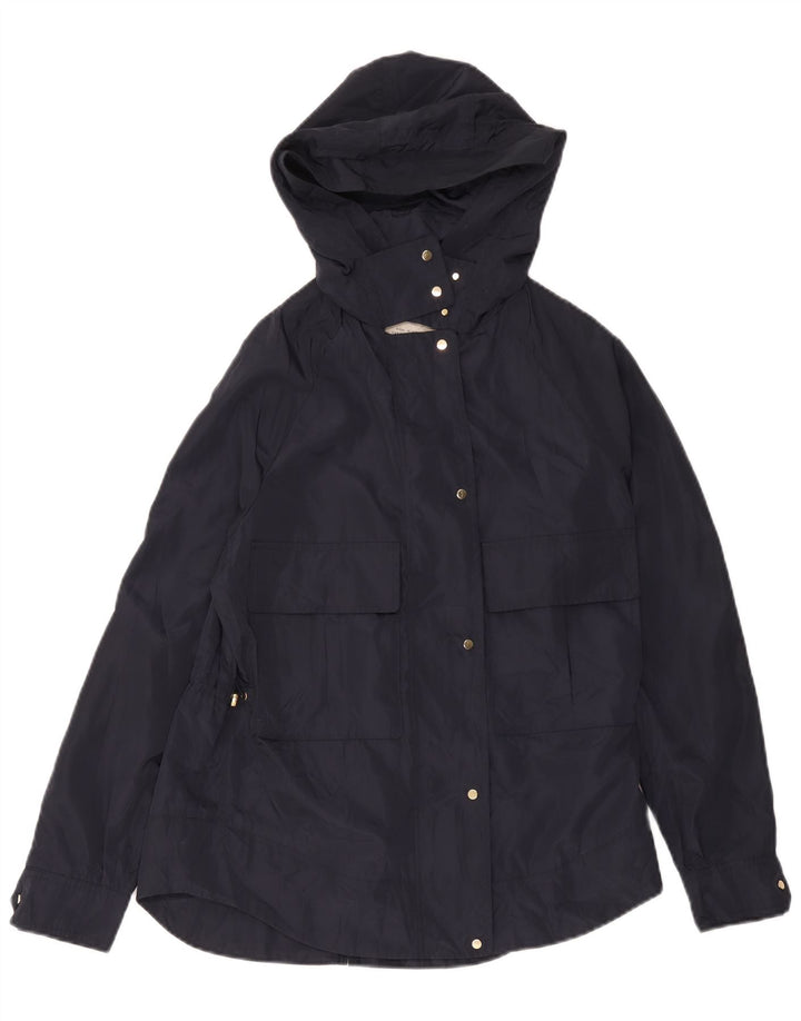 Giacca antipioggia oversize con cappuccio da donna Zara UK 6 XS poliestere blu navy