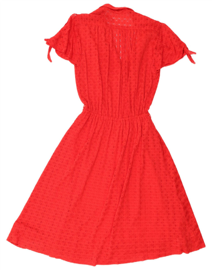 Abito a trapezio da donna vintage UK 8 piccolo rosso