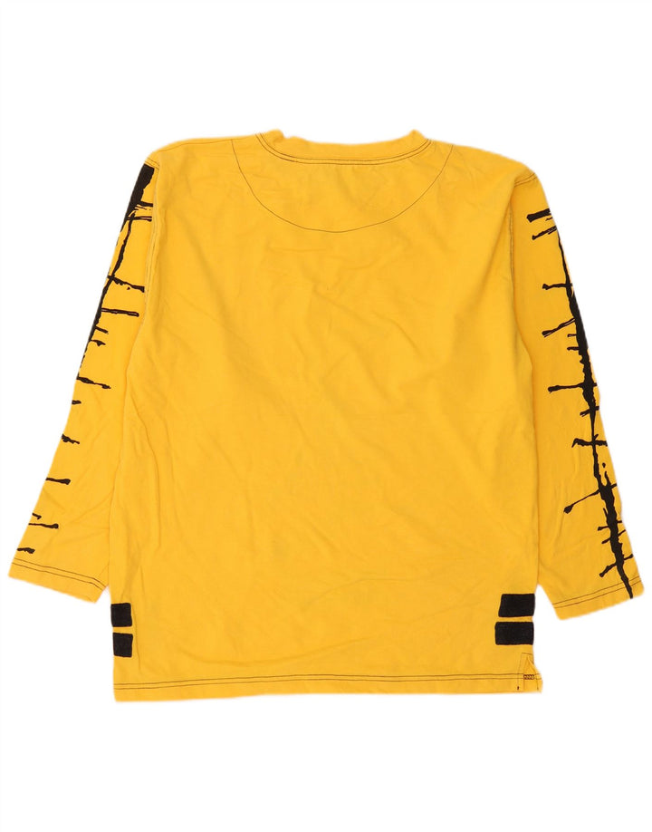 Maglia Vintage da Uomo con Grafica Manica Lunga Taglia Media Colore Giallo a Blocchi in Cotone