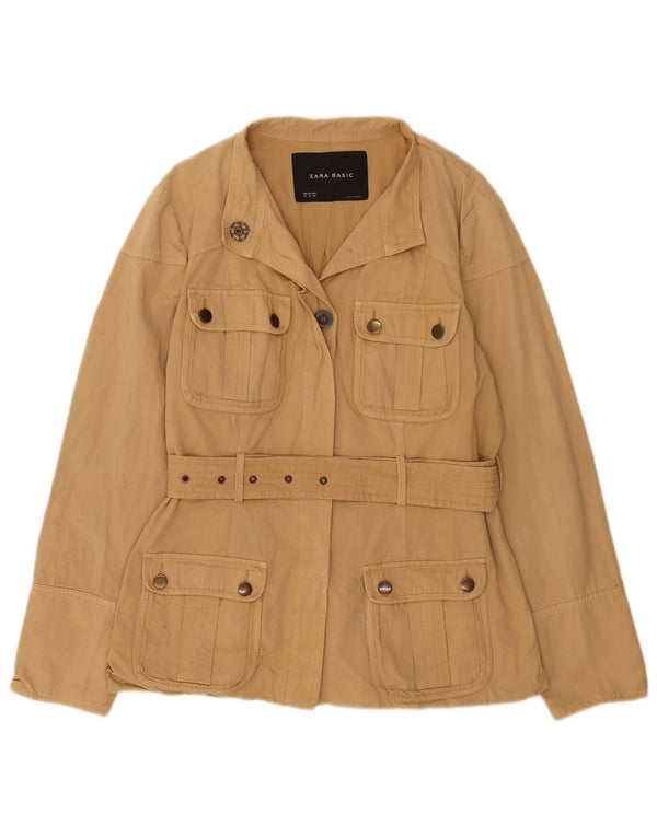 Zara Womens Utility Jacket EU 42 Large Beige Cotton